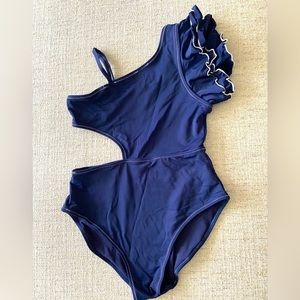 HABITUAL Girl Nadia Blue Ruffle Shoulder One
Piece Swimsuit Girls Size 12